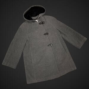 Marisa Minicucci Coat Gray Wool Blend Magnetic Close Swing Jacket Size 6 Hooded